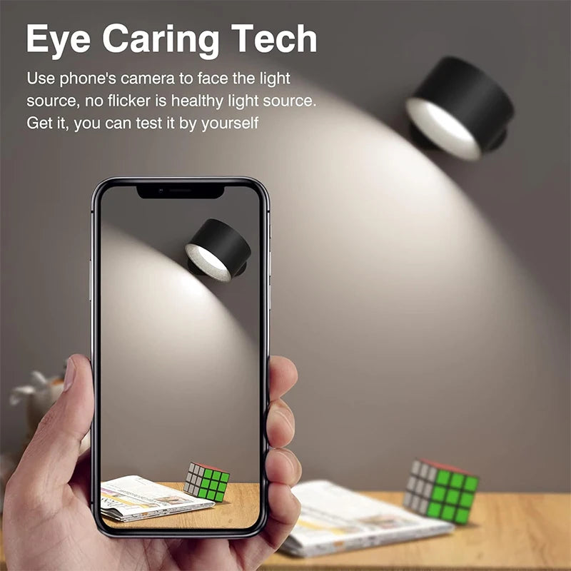 LED Wall Lamp – Touch, USB, 360° Rotatable, Portable Night Light